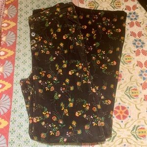 Anthropologie Pilcro & the Letterpress Hi-Rise Wide-Leg Floral Cords